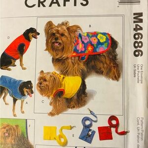 Vintage McCall’s M4686 Dog Coat Vest Mat Leash Pattern Size XS-L UNCUT
